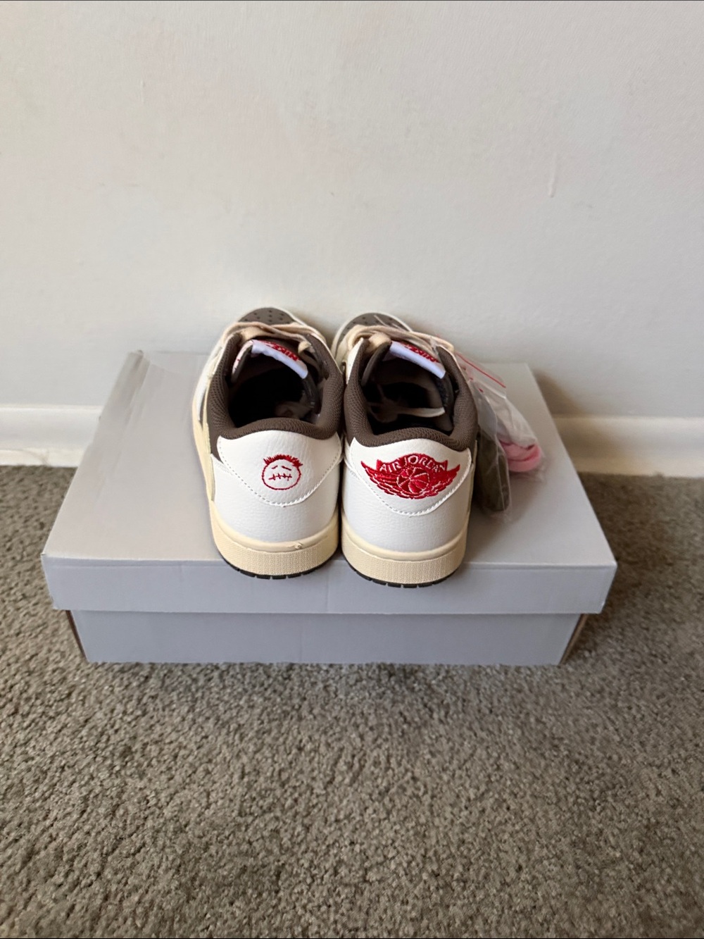 Jordan Kids Low-Top Sneakers in White, Brown and Red